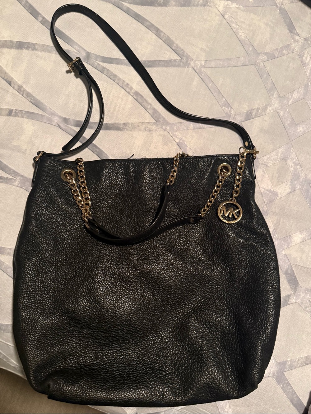 Michael Kors black leather hobo bag